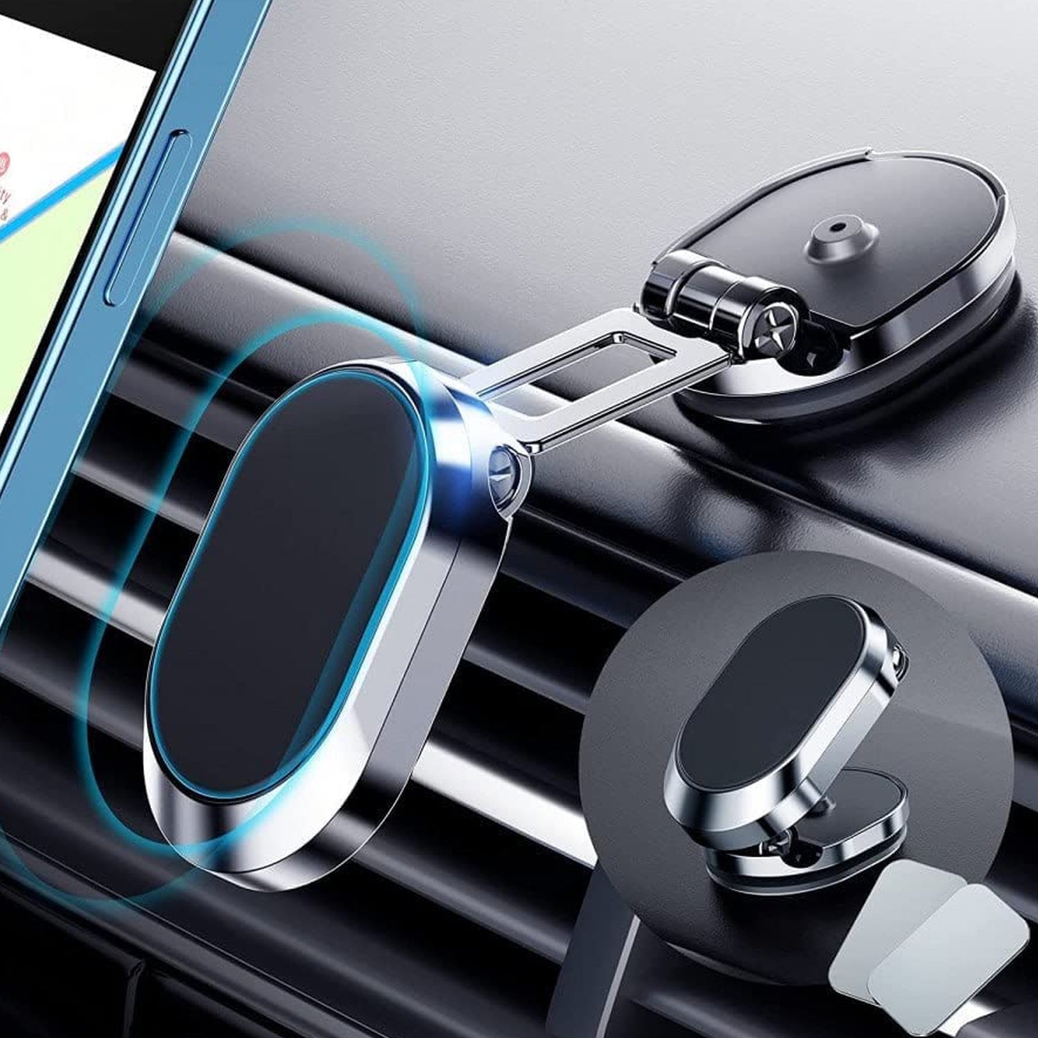 6102 360 Degree Rotating Magnetic Car Phone Holder | Metal Folding Car Phone Holder | New Alloy Folding Magnetic Car Phone Holder (Pack of 1) DeoDap 6102 360 Degree Rotating Magnetic Car Phone Holder | Metal Folding Car Phone Holder | New Alloy Folding Magnetic Car Phone Holder (Pack of 1) DeoDap